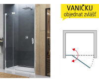 CA13 Sprchové dveře s pevnou stěnou levé 800/2000, profil:aluchrom, výplň:čiré sklo, CA13G0805007, Ronal