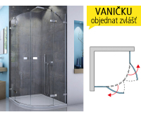 ESR sprchový kout s dvoukřídlými dveřmi 900 (882-900 mm) R550 profil:aluchrom, výplň:čiré sklo, ESR550905007, Ronal