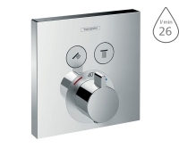 Shower select vanová baterie podmítková termostatická pro 2 spotřebiče, chrom, 15763000, Hansgrohe