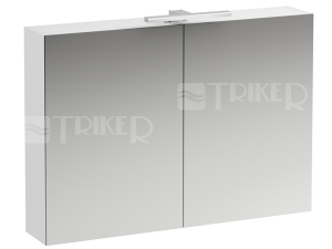 Base zrcadlová skříňka 100 x 70 cm, s osvětlením a zásuvkou, bílá/lesk