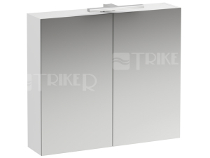 Base zrcadlová skříňka 80 x 70 cm, s osvětlením a zásuvkou, bílá/lesk