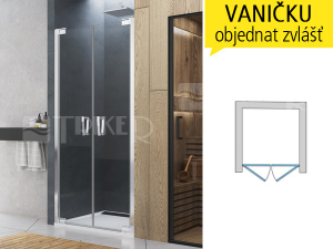 CA2C sprchové dveře dvoukřídlé, 700mm, profil:aluchrom,výplň:čiré sklo