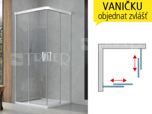 CAE2 sprchové dveře dvoudílné, posuvné, levé, 700mm, profil:aluchrom, výplň:čiré sklo