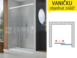 CAS2 sprchové dveře posuvné, levé, 1000mm, profil:aluchrom, výplň:čiré sklo