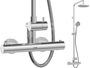 HANSAUNITA sprchová baterie termostatická s hlavovou sprchou (kruh) a příslušenstvím, chrom