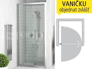 LLDO1 sprchové dveře jednokřídlé do niky LLDO1/1000 (975-1005mm), profil:brillant, výplň:transparent