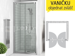 LLDO2 sprchové dveře dvoukřídlé do niky LLDO 2/1000 (975-1005mm), profil:brillant, výplň:transparent
