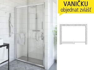 PXD2N sprchové dveře PXD2N/1500 (1480-1530mm), profil:brillant, výplň:transparent