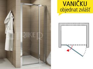 TED sprchové dveře jednokřídlé s pevnou stěnou 1400 (1375-1425 mm) profil:aluchrom, výplň:čiré sklo
