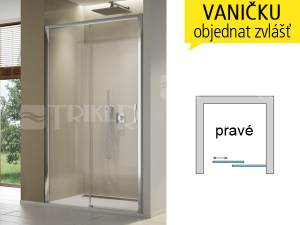 TLS2 sprchové dveře jednodílné, posuvné pravé 1000 (975-1025 mm) profil:aluchrom, výplň:čiré sklo