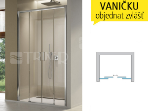 TLS4 sprchové dveře posuvné 1400 (1375-1425 mm) profil:aluchrom, výplň:čiré sklo