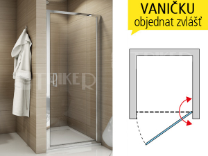 TOPP sprchové dveře jednokřídlé 750 (725-775 mm) profil:aluchrom, výplň:čiré sklo