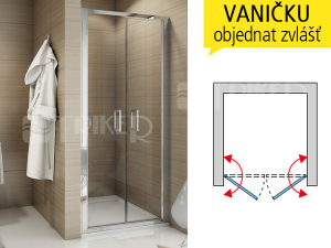 TOPP2 sprchové dveře dvoukřídlé 750 (725-775 mm) profil:bílý, výplň:čiré sklo