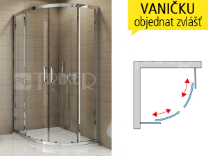 TOPR sprchový kout s posuvnými dveřmi 1000 R550 (985-1010 mm) profil:elox, výplň:čiré sklo