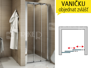 TOPS3 sprchové dveře třídílné, posuvné 900 (875-925 mm) profil:aluchrom, výplň:durlux