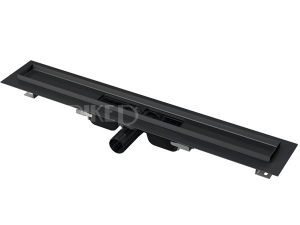Žlab podlahový APZ101 LOW pro perforovaný rošt 1050 mm, boční odtok 40 mm, černý - mat